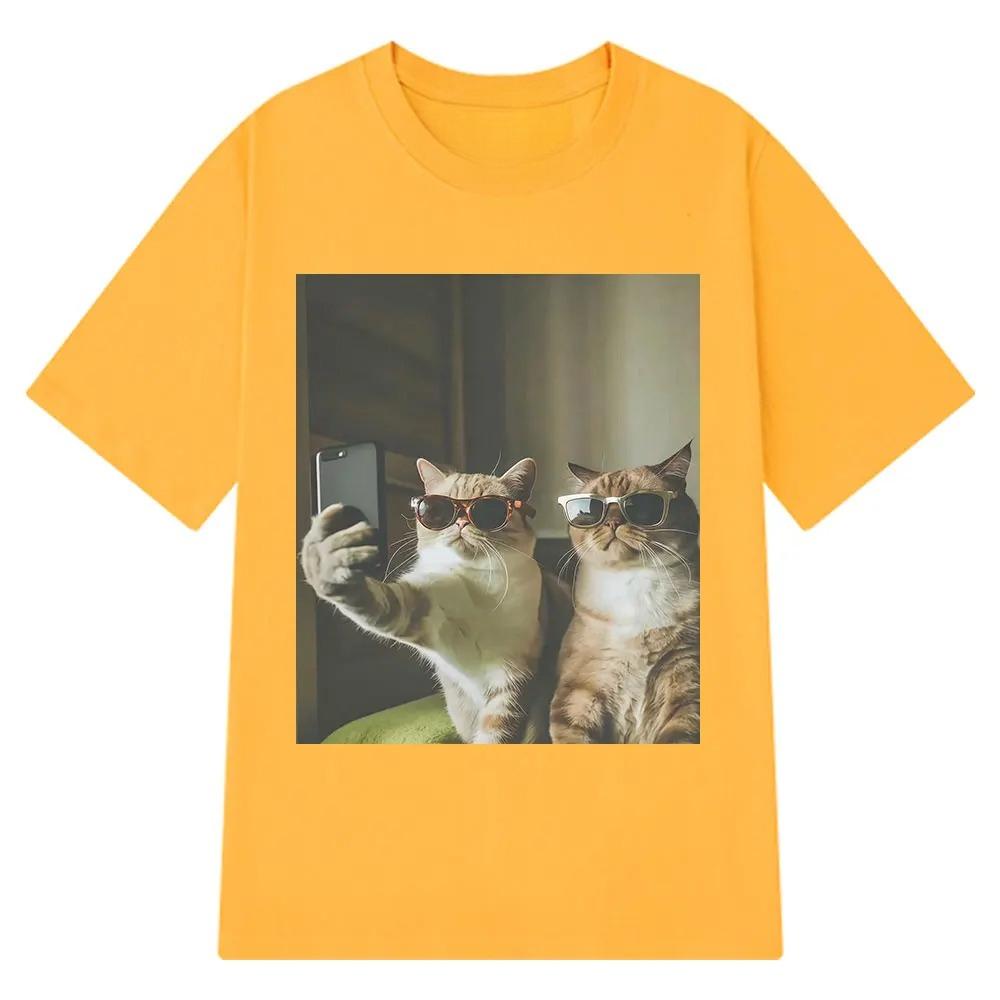 Vintage Selfie Buddy Funny Cat Meme T Shirt Women Harajuku Fashion Tshirts Shortsleeved Casual Tshirts Women Clothing