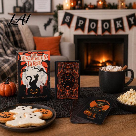 Materiali di Qualità per Carte dei Tarocchi Felice Halloween Tarocchi Carte Spettrali Mazzo Durevole con Libretto per Principianti Forniture per Feste Decorazione