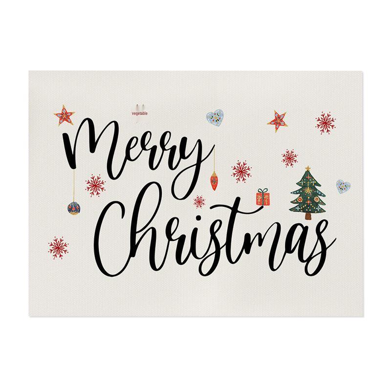 Christmas Print Cotton Linen Placemat – Heat-Resistant, Waterproof Table Decoration for Dining Room 32x21 Waterproof