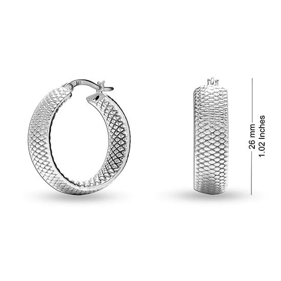 LeCalla S925 Sterling Silber Schmuck rhodinierte strukturierte Creolen für Teenager-Frauen