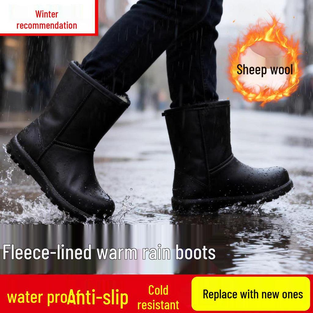 Women's Waterproof Fleece-Lined Snow Boots - Mid-Calf, Non-Slip, Warm, Height-Increasing, Comfortable