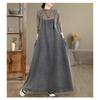 DIMANAF Women Plus Size Denim Dress Maxi Long Dress Sleeveless Vintage Loose Casual Basic Dresses Cottton