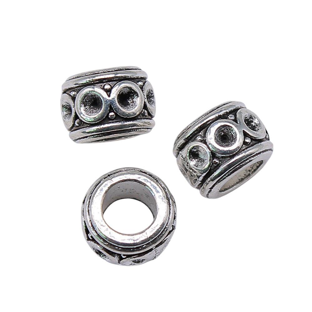 Multi Color Spacer Beads Ornate Metal Big Hole Beads For Jewelry Projects