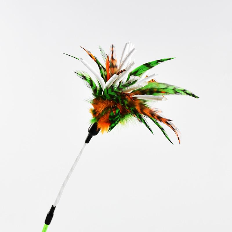Spiral Feather Rod Cat Teaser Wand - Plastic Cat Toy
