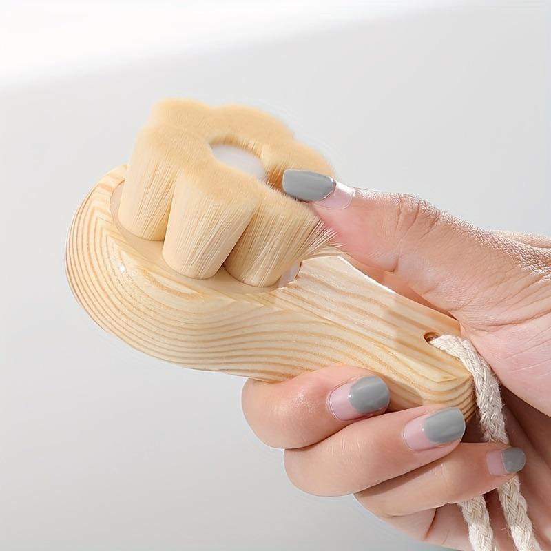 

1pc Handle Face Wash Brush Wooden Handle Soft Hair Manual Cleansing Brush Bamboo Charcoal Soft Hair Makeup Removal