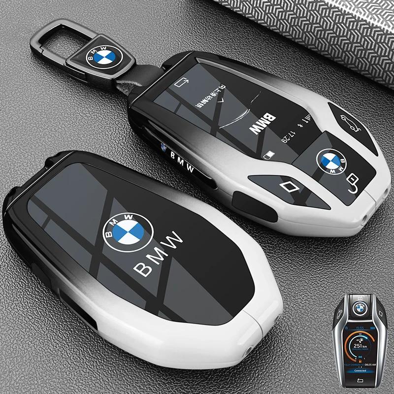 BIFL6 New 2025 Carbon Fiber Silicone Car Key Case LED Display For BMW 5 7 Series G11 G12 G30 G31 G32 I8 I12 I15 G01 X3 G02 X4 G05 X5 G