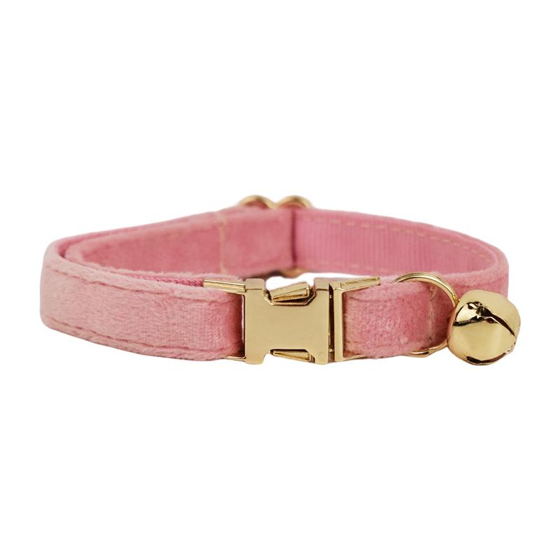 Pet collar velvet cat collar gold buckle cat collar cute bell cat collar bow S
