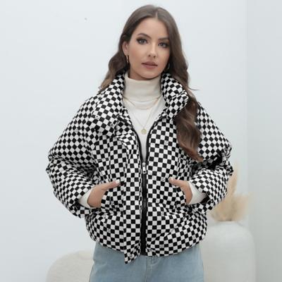 Plaid Overcoat Plus Size Women's Coat Puffer Coat Warm Down Cotton Jacket Women's Cotton Coat