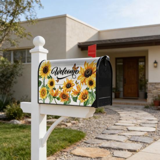 Mailbox Cover Spring Summer Floral Birds Mailbox Wrap Letter Post Box Cover Wrap Decoration for Outside Garden Yard Home Decor