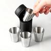 Stal nierdzewna 4-częściowy 30/70ml mały kieliszek do wina, mini przenośny kubek do picia na podróż, kemping, kubek, szklanka do kawy, piwa ze skórą