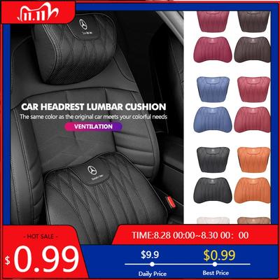 Car Headrest Waist Rest Neck Support Lumbar Cushion Soft Pillow For Mercedes Benz W202 W212 W126 W140 W168 W177 CLS GLE GLC GLS