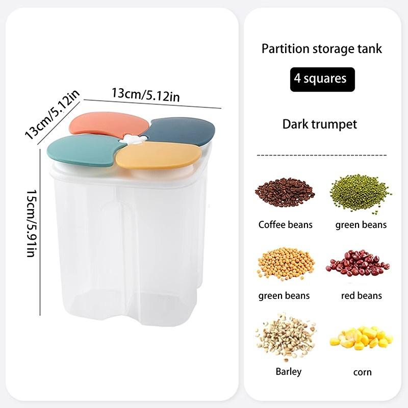 1 Stück Vier Körner Und Getreide Transparenter Aufbewahrungs-Frischhaltebehälter Küchenbedarf Feuchtigkeitsdicht Versiegelt Fachweise Offener Deckel Glas
