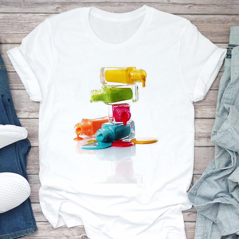 Women T-Shirt 3D Make Up Color Graphic Top Female T Shirt Harajuku Streetwear O-Neck Clothing Casual Ladies Tee Tops Shirts