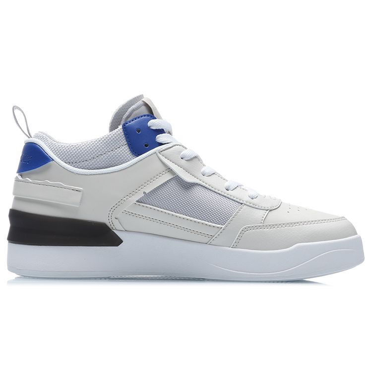 Li Ning CF Non-Slip Wear-Resistant Mid-Top Skate Shoes Men Skate Shoes White Gray Blue AGCR075-2