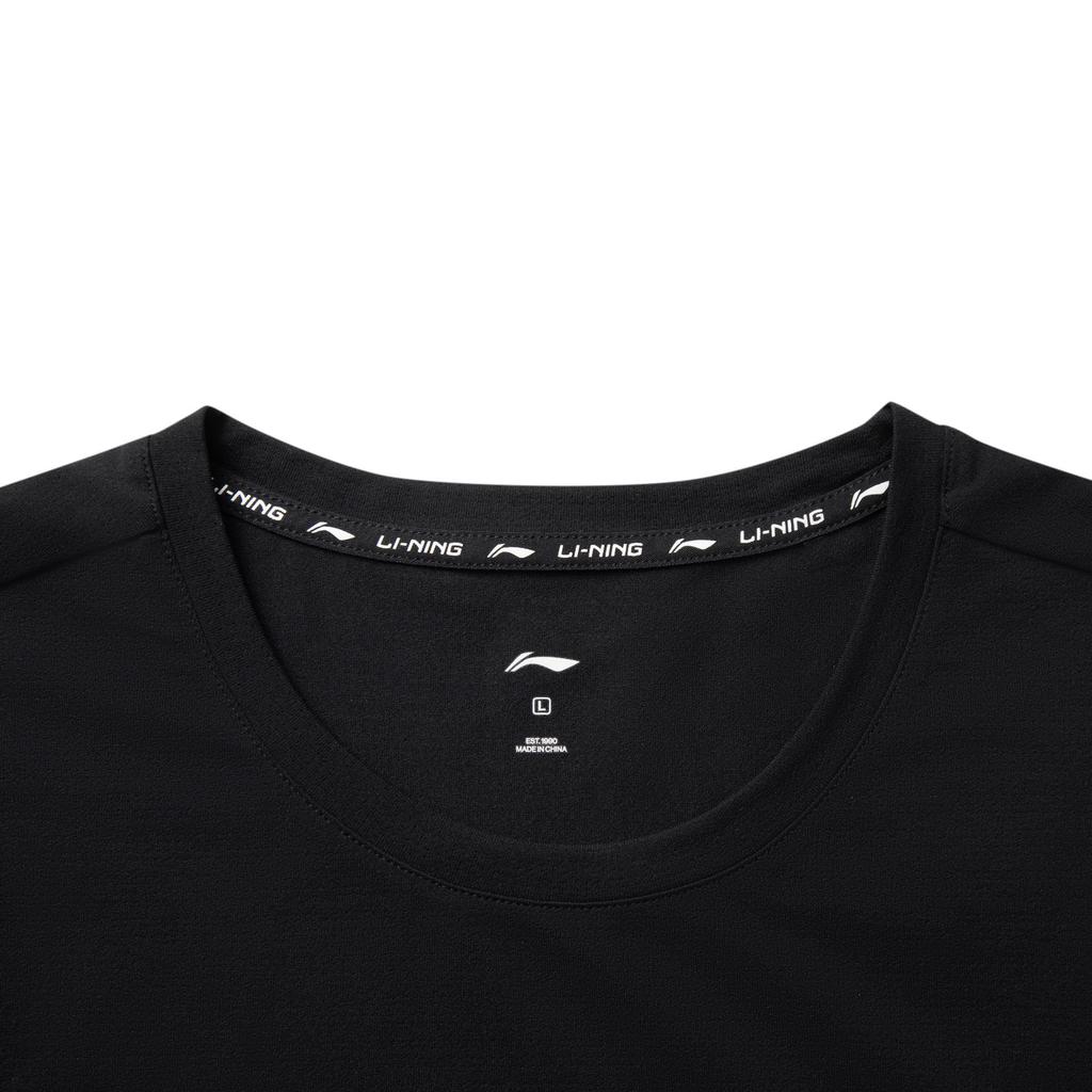 Li-Ning Quick-Dry Simple Letter Logo Print Comfortable Round Neck Short Sleeve T-Shirt Men Tops Black ATSV399-7