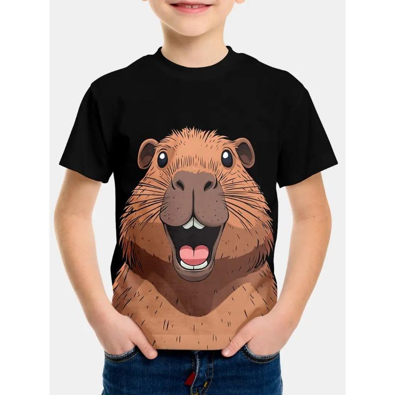 Cute Cartoon Capybara Graphic T Shirt Men Women 2025 Summer New Animal Capybara T-Shirts Casual Oversized Kids Boys Tees Tops