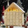 Christmas Countdown Storage Box 24 Day Wooden Advent Calendar Decorated Lighted Countdown to Christmas Calendar, Storage Drawer