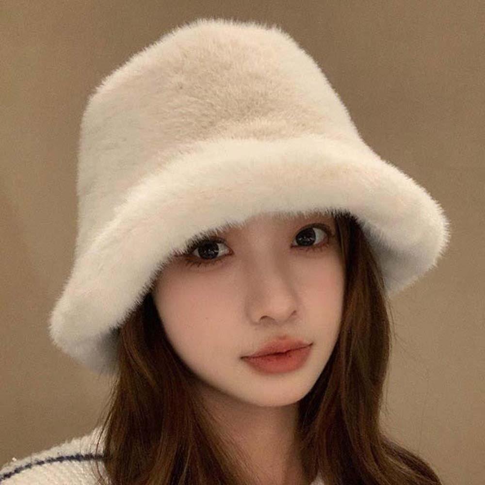 Warmer Plush Basin Cap Temperament Anti-cold Bucket Hat Elegant Winter Fisherman Hat  Men