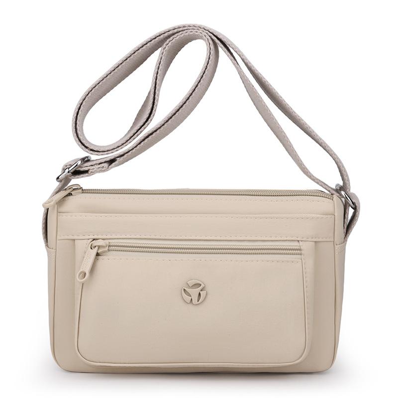 

Женская сумка среднего возраста, однотонная легкая нейлоновая сумка, маленькая квадратная сумка, сумка через плечо бежевый