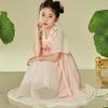 Girls' Princess Style Hanfu Short Sleeve Embroidered Dress