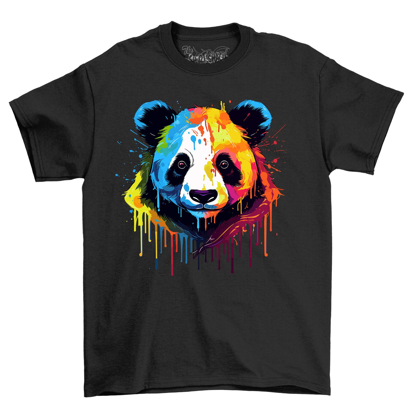 Panda Paint Drip Design T-Shirt Mens Womens Tees Top - Funny and Adorable! 100% cotton, Funny T-Shirt Mens Womens Tees Top S