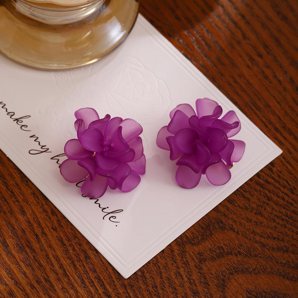 French Sweet Three-Dimensional Flower Ear Clips, Niche Temperament, High-End Earrings, Summer Fairy Small Fresh Earrings