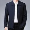 Men Jacket Lapel Solid Color Mid-aged Elderly Men Long Sleeve Zipper Closure Straight Formal Business Casual Soft Spring Fall Daily Coat