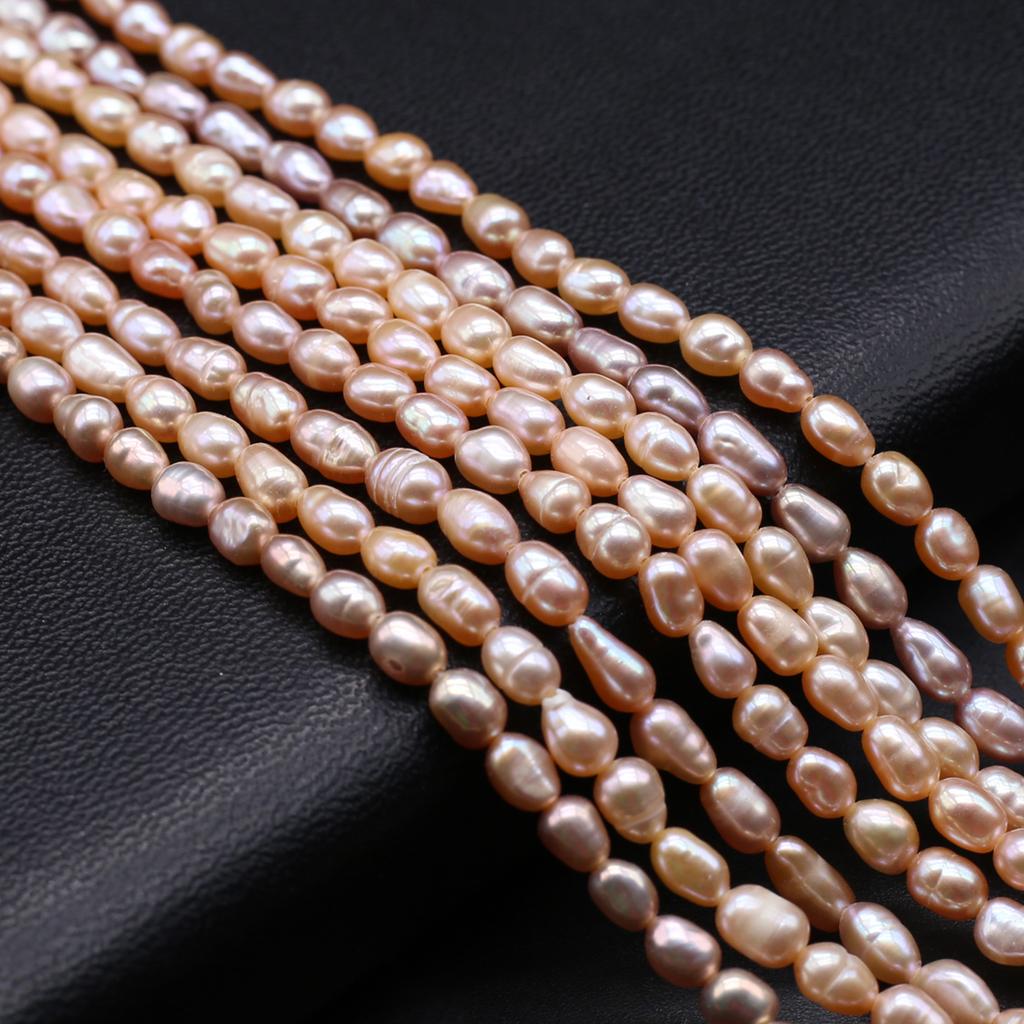 1String, Luxury Natural Freshwater Pearls, 3.8-4.2mm, Multicolor Rice-Shaped Pearl Beads for Jewelry Making DIY Crafts, Wedding Gift for Women, 36cm