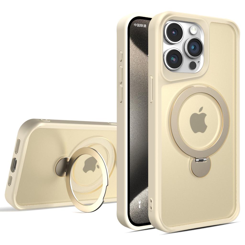 For iPhone 14 Pro Max Magnetic Case PC+TPU Ring Kickstand Phone Cover