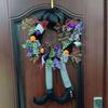Front Door Hanging Witch Wreath Skeleton Island Happy Halloween Garland Pendant for Outdoor