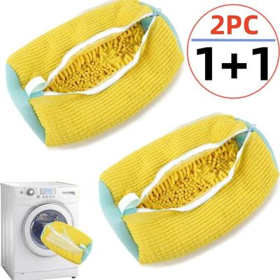 1/2PCS Saco de lavagem de sapatos Reutilizável Saco de lavanderia com zíper 360° Limpeza completa Sapatos esportivos Remoção de sujeira Saco de limpeza de sapatos