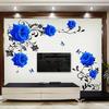 DIY Large Blue Rose Flowers Living Room Decoration Wall Stickers Sofa TV Entrance Background Wall Decals Removable Vinyl Posters