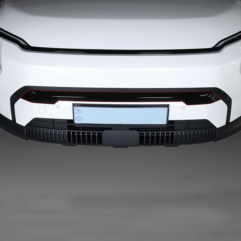 For Kia EV3 2024 2025 Car Exterior Carbon Fiber Piano Black Front Bumper Mesh Decorative Stripes Mouldings LHD RHD