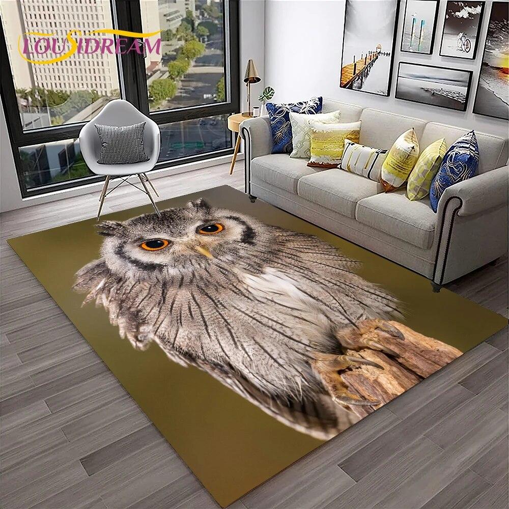 3D Cartoon Cute Owl Series Carpet Rug for Home Living Room Bedroom Sofa Kitchen Doormat Decor,Child Area Rug Non-slip Floor Mat