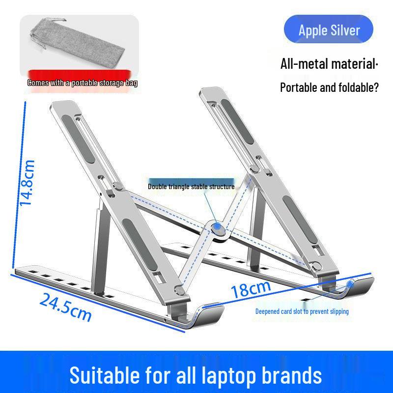 Portable Aluminum Laptop Stand: Foldable, Adjustable Height, Stable Support with Heat Dissipation