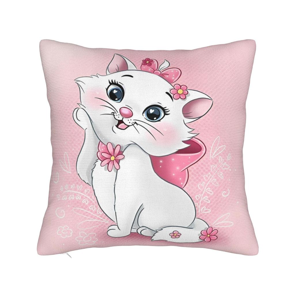 Marie Cat Inspired  Square Pillow Case Cushion Cover Funny Polyester Decor Pillowcase for Sofa 45x45cm