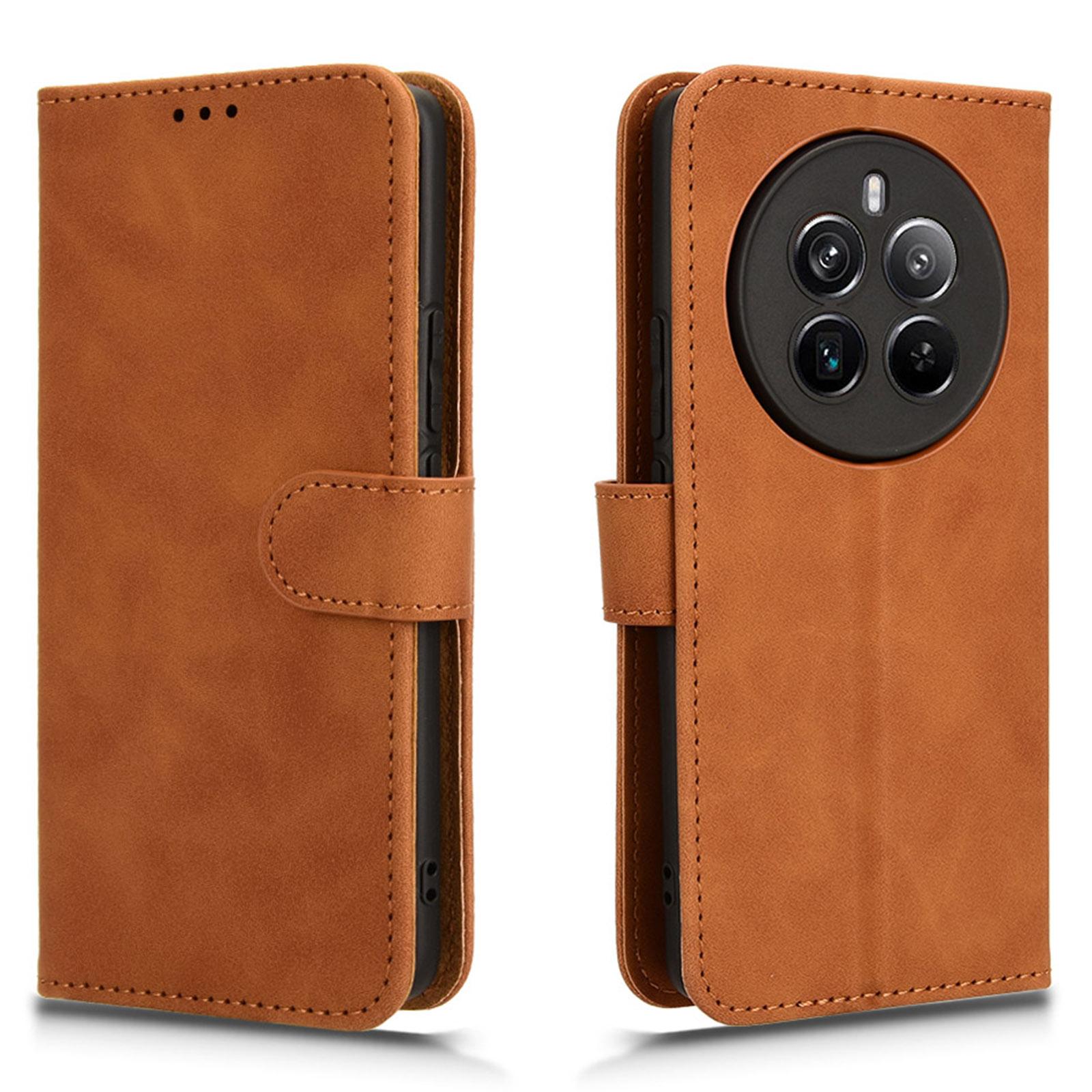 

For Realme 12 4G/12+ 5G Case Skin-Touch Leather Wallet Phone Cover Brown