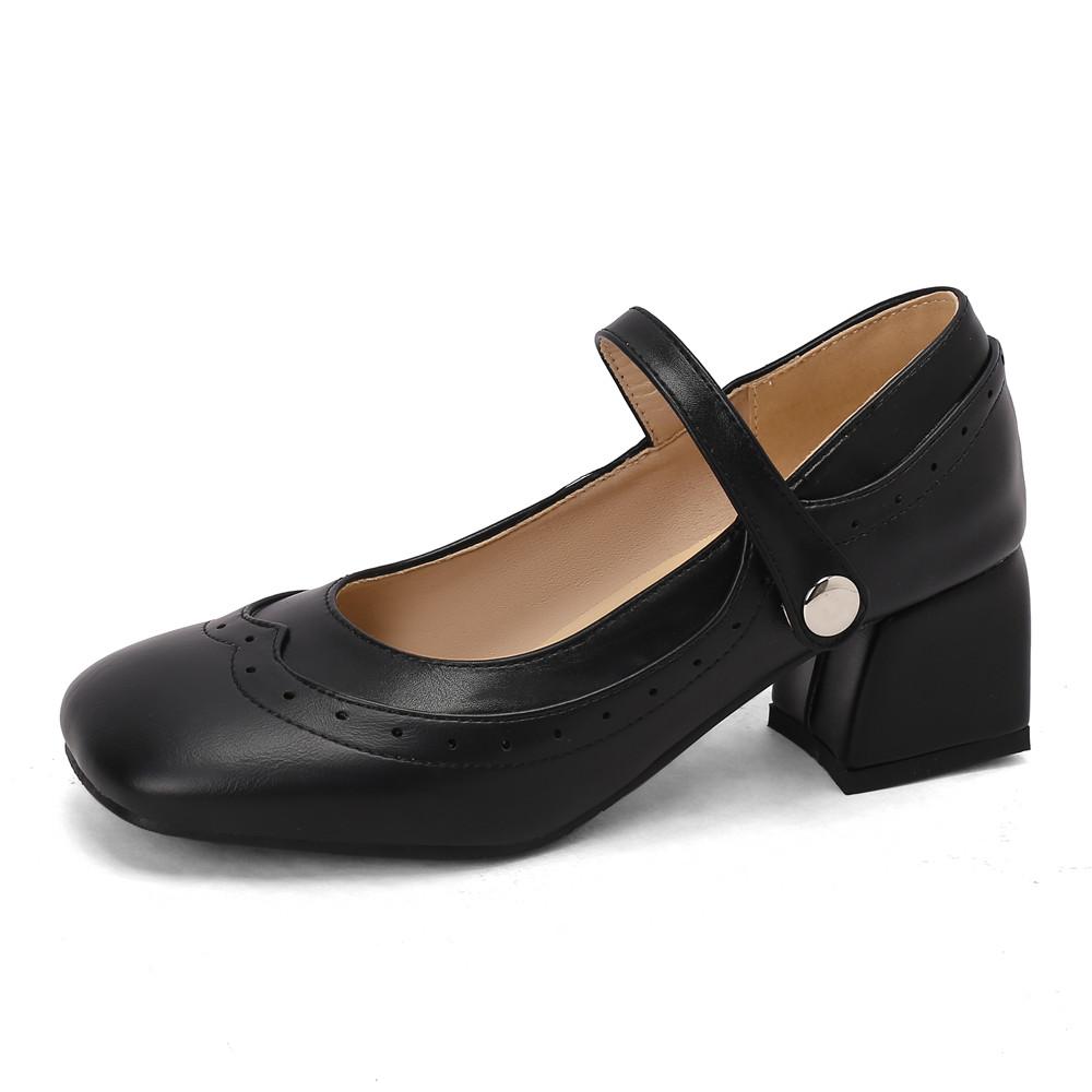 Fashion High-heeled Shoes Women Pumps Ankle Strap Buckle Thick Heels Ladies High Heels Platform Mary Janes Women Pumps Footwear 34-48