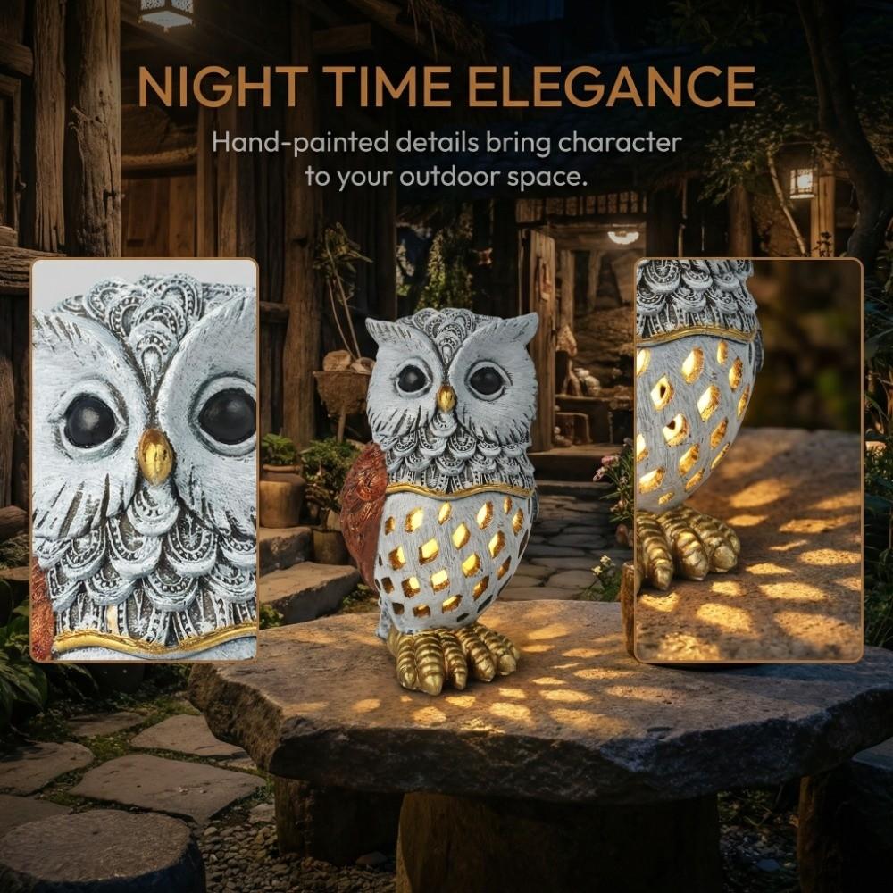 Automatic Light Sensor Owl Resin Light Solar Powered Garden Decoration Lights  Courtyard