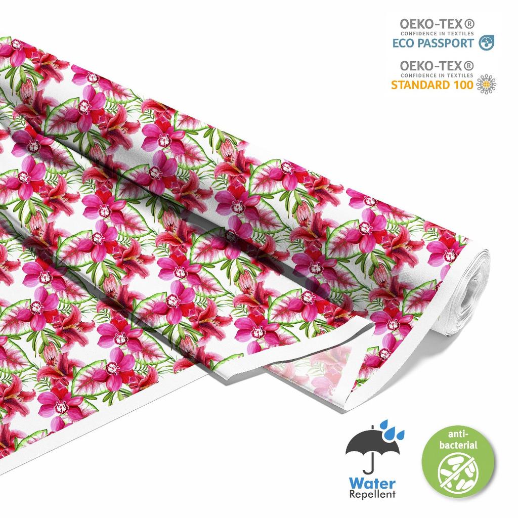 Outdoor Dekostoffe Oxford - Motiv Rosa Lilien Aquarell