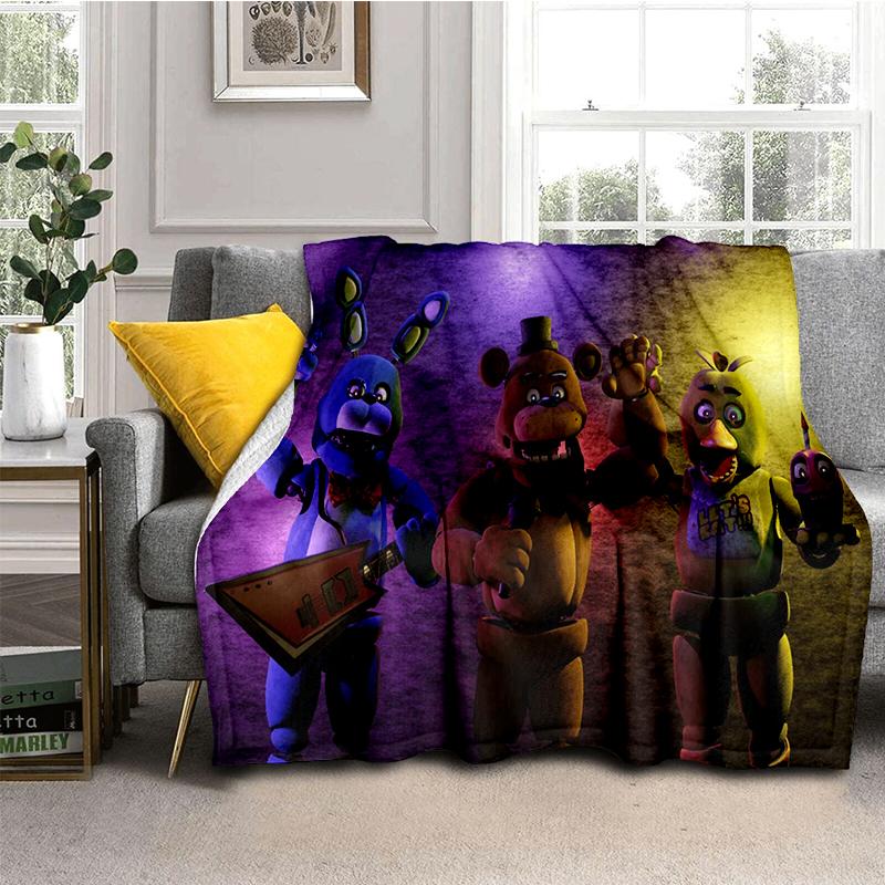 Horror Game F-FNAF Freddy Movie Flannel Blanket Soft Warm Throw Blanket for Bedroom Living Room Bed Travel Camping Picnic Gift