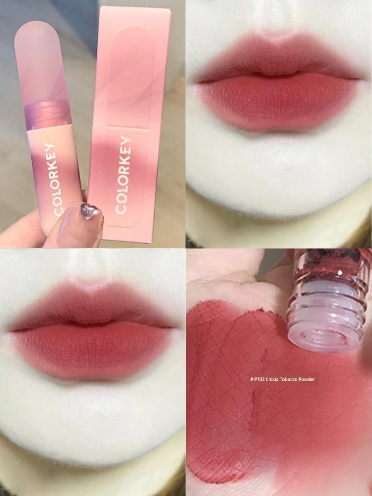 Colorkey Kelaqi Lip Lacquer Women's Velvet Matte Finish Milk Tea Color 730 Lipstick Nude Color Series Ice Cream 723