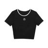 Marine Serre Moon Logo ConTraST Ringer Crop Women S T ShirT wTo087a Cjer0008 Bk99
