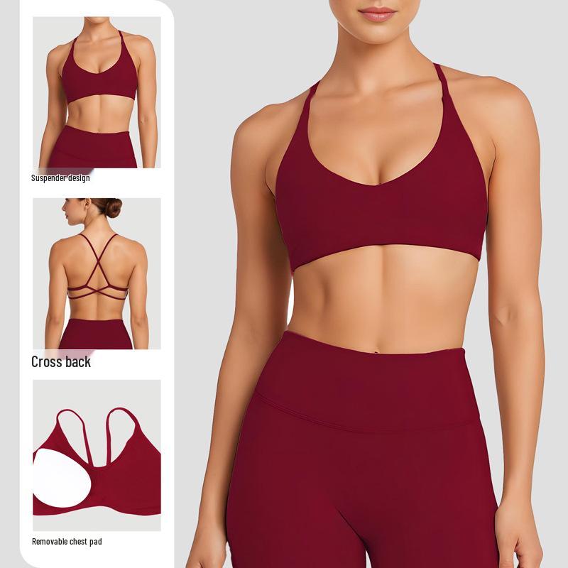 

Cross Back Yoga Sports Bra for Women - European & American Style Gym and Outdoor Training Vest Medium чорний