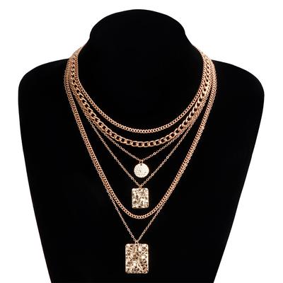 Gioielli, Collana Impilata a Catena Metallica, Collana con Ciondolo Geometrico Dolce Fantasia Pelle di Serpente