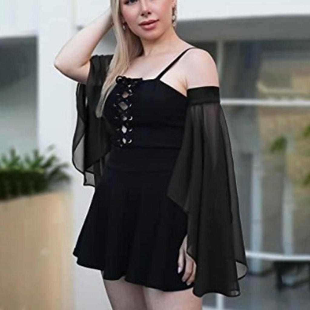 1Pair Detachable Flared Sleeves Bride Elegant Solid Color Chiffon Long Gloves Wedding Performance Dress Costume Accessories