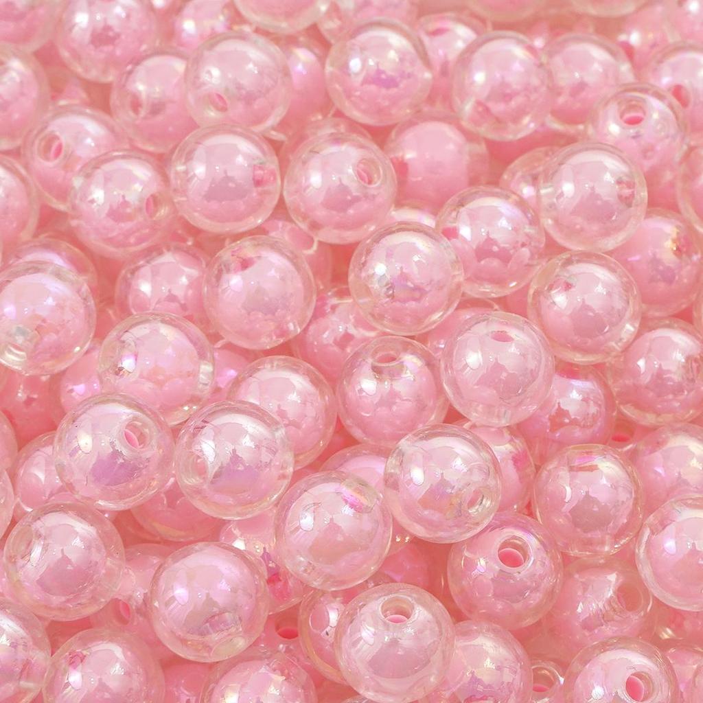 50Pcs Acrylic Beads Coated Colored Loose Round Beads For Jewelry Making DIY Necklace Accessories