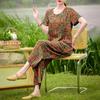 Women's Summer Printed 2-Piece Outfit, Plus Size Casual Short Sleeve Top & Pants Set (XL-5XL)