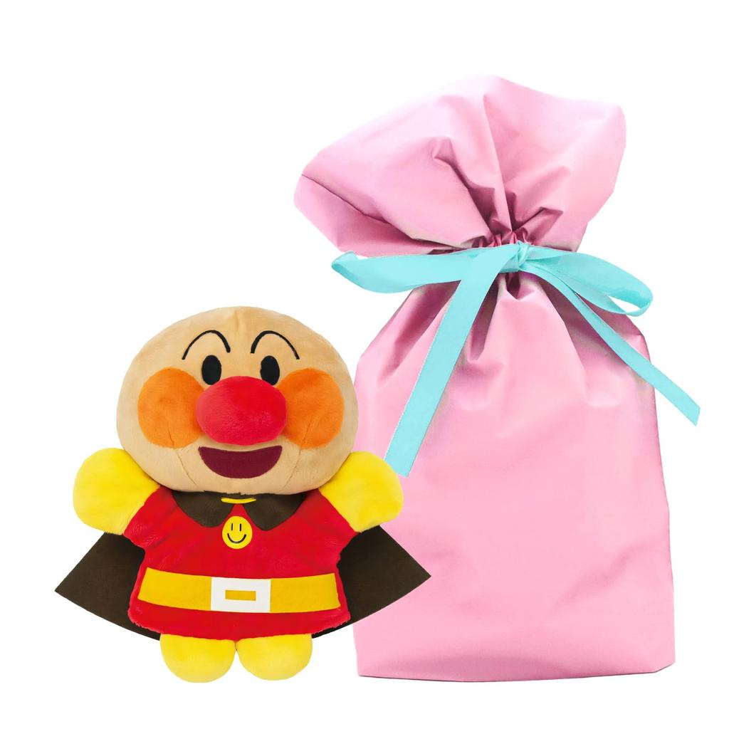 Yoshitoku Anpanman Hand Puppet Plush Small Kids Will Comes in a Gift Bag with Pink and Red Toy, (17.5cm Long), Love, Ribbon,