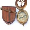 Bussola Meridiana in Ottone Vintage con Base in Legno – Antico Arredo da Scrivania Nautico Regalo